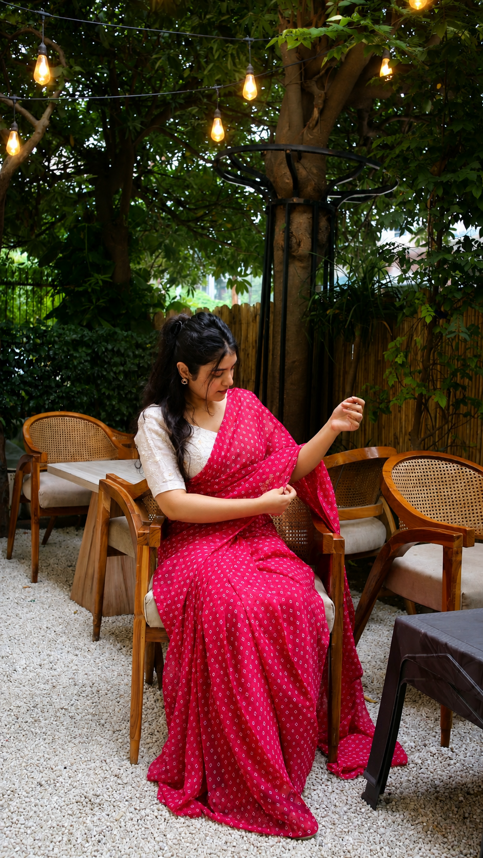 Pink Bandhani Ready-to-Wear Saree