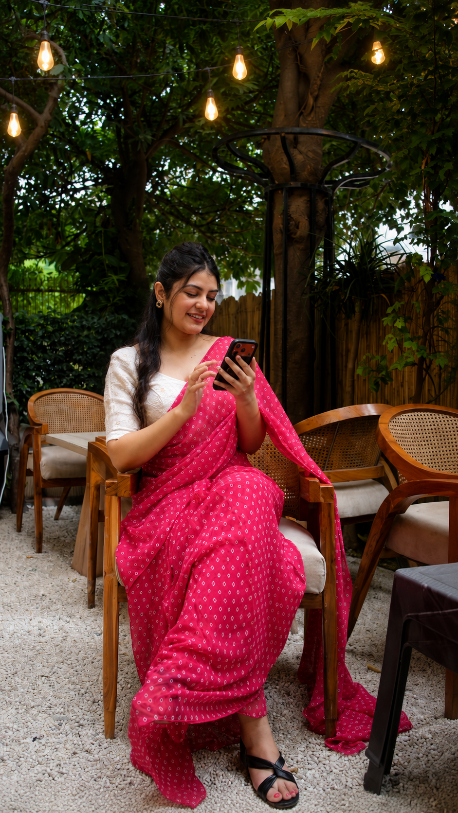 Pink Bandhani Ready-to-Wear Saree