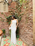 Taara ivory strapless column maxi dress, front view